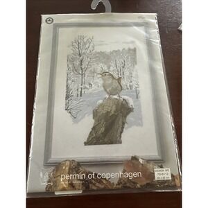 New Permin Of Copenhagen Kingfisher Cross Stitch Kit Wichelt Inc, Denmark 10x14"